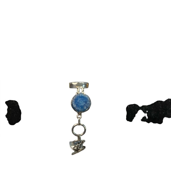 Sterling Silver 925 Blue Agate Druzy Slice Adjustable Toogle Clasp Bracelet - Picture 10 of 13